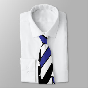 Black White Blue Rope Stripes Pattern Tie