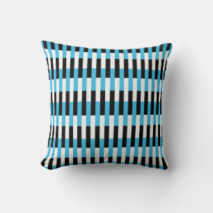Black White Blue Stripes Cushion