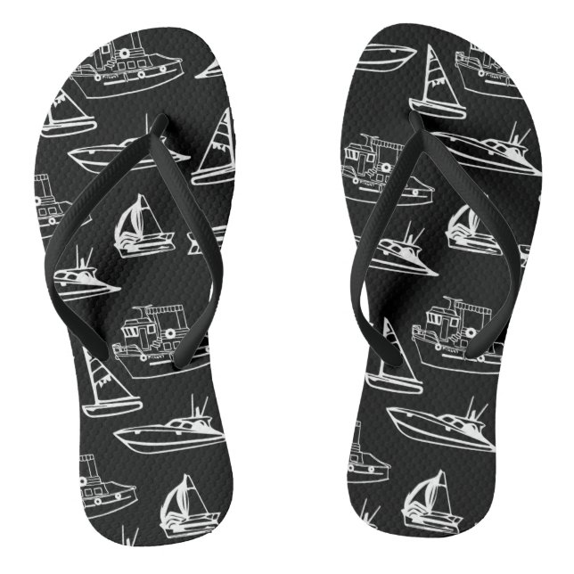 Black & White Boats Jandals (Footbed)