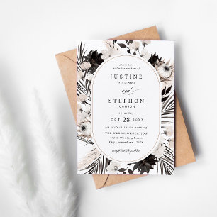 Black & White Boho Tropical Wedding Invitation
