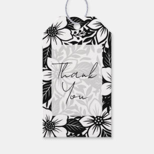 Black & White Bold Floral Bloom Gift Tags
