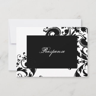Black & White Bold Floral Wedding Response RSVP