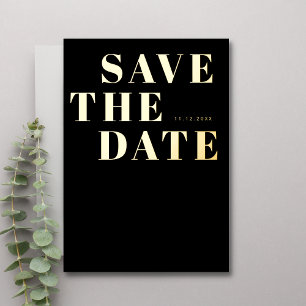 Black White Bold Minimalist Wedding Save the Date