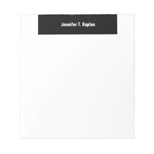 Black White Bold Name Plain Professional Modern Notepad