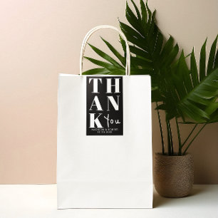 Black White Bold Simple Thank You Wedding Favour Rectangular Sticker