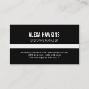 Black White Bold Text Stylish Modern Professional Business Card