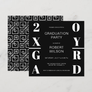 Black White Bold Typography Graduation Party Invit Invitation