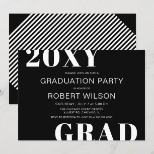 Black White Bold Typography Graduation Party Invitation