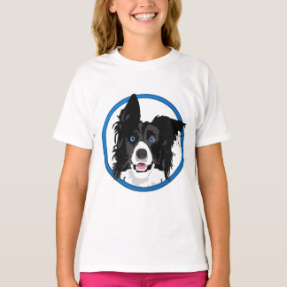 Black & White Border Collie with Bright Blue Eyes. T-Shirt