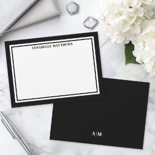 Black White Border Minimalist Name Monogram Card