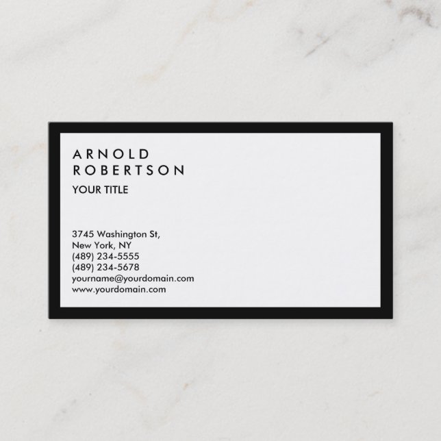 Black White Border Modern Business Card (Front)