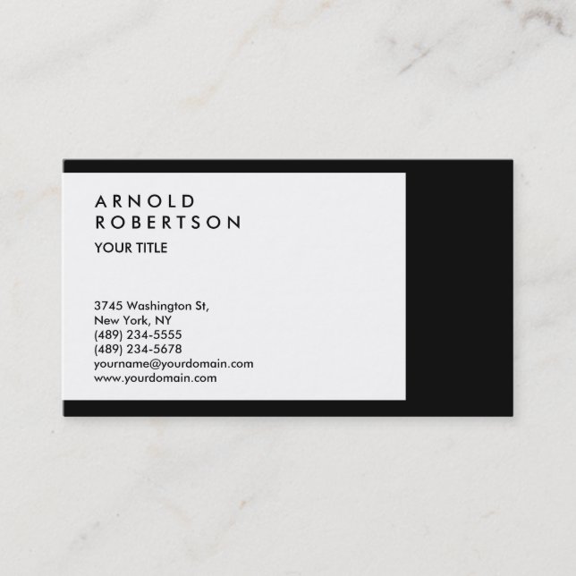 Black White Border Professional Business Card (Front)