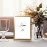 Black White Border Script Minimalist Wedding  Table Number<br><div class="desc">Black and White Minimalist Script Table number cards with a black border.</div>
