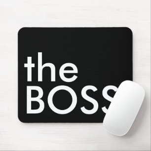 Black White Boss Bold Executive Typography Mouse Pad