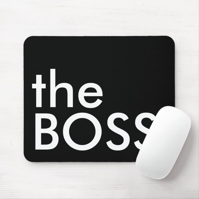 Black White Boss Bold Executive Typography Mouse Pad (With Mouse)