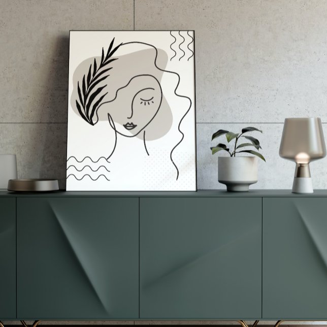 Black & White Botanical Facial Abstract Line Art Poster (Creator Uploaded)