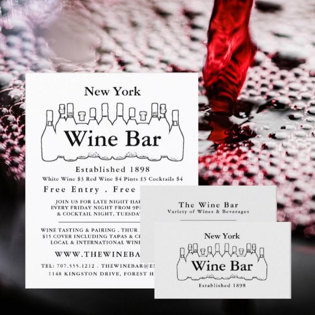 Black & White Bottles, Wine Bar/Winery Advertising Flyer (Creator Uploaded)