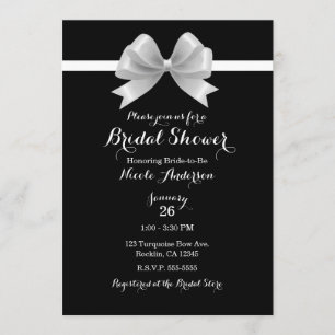 Black & White Bow Classy Elegant Bridal Shower Invitation