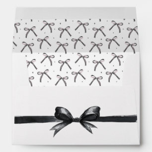 Black & White Bow Elegant Wedding Monochrome Envelope