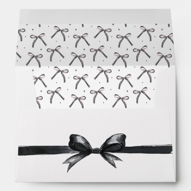 Black & White Bow | Elegant Wedding | Monochrome Envelope (Back (Bottom))