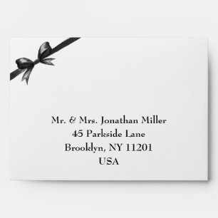 Black & White Bow   Elegant Wedding   Monochrome Envelope