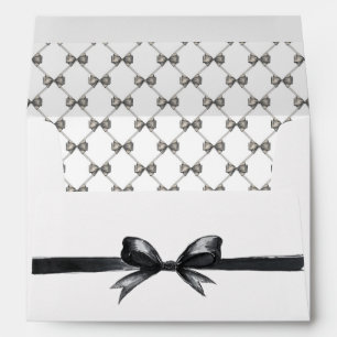 Black & White Bow Elegant Wedding Monochrome Envelope
