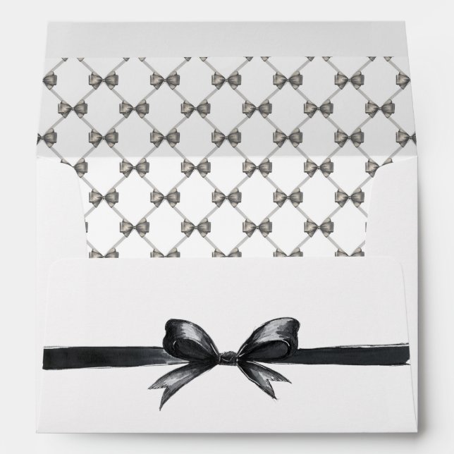 Black & White Bow | Elegant Wedding | Monochrome Envelope (Back (Bottom))