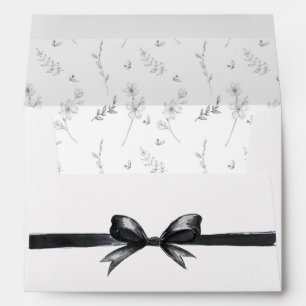 Black & White Bow Elegant Wedding Monochrome Envelope
