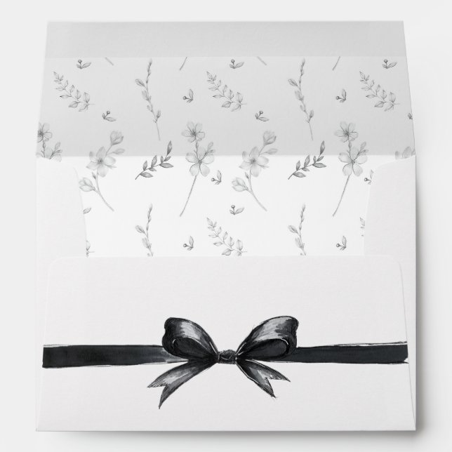 Black & White Bow | Elegant Wedding | Monochrome Envelope (Back (Bottom))