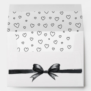 Black & White Bow Elegant Wedding Monochrome Envelope