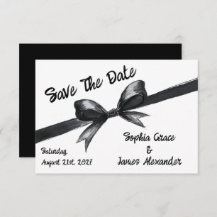 Black & White Bow   Elegant Wedding   Monochrome Save The Date