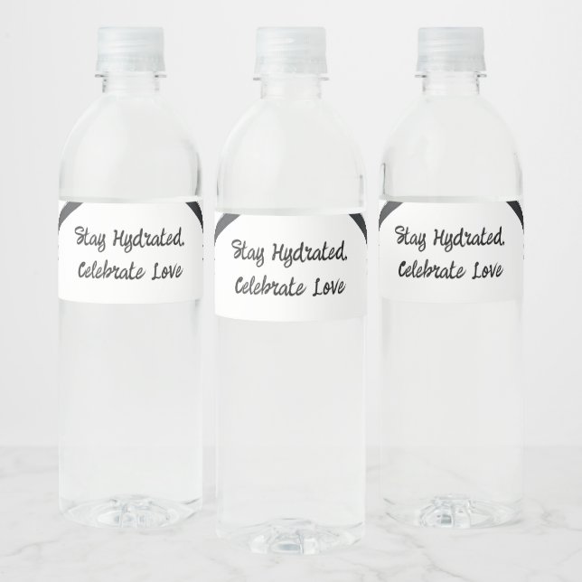 Black & White Bow | Elegant Wedding | Monochrome Water Bottle Label (Bottles)