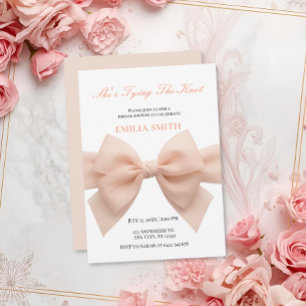 black white Bow She's Tying the Knot Bridal Shower Invitation