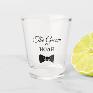 Black & White Bow Tie Modern Bachelor Party Shot Glass