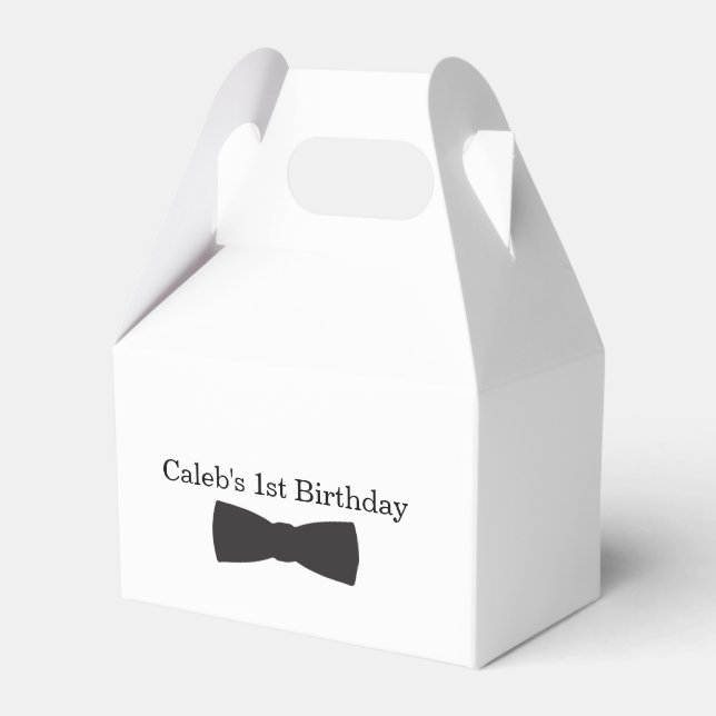 Black & White Bow Tie Tuxedo Boys Party Favour Favour Box (Front Side)