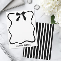 Black White Bow Wavy Border Personalised