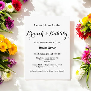 Black White Bridal Brunch Bubbly Classic Invitation