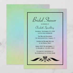 Black White Bridal Shower Floral Minimalist Modern Invitation