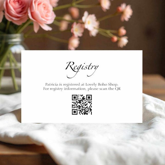 Black & White Bridal Shower Gift Registry QR Card (Creator Uploaded)