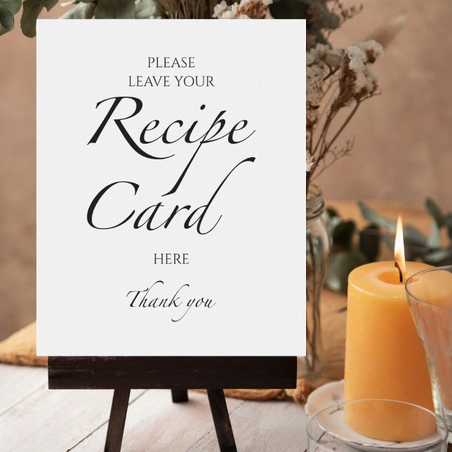 Black & White Bridal Shower Recipe Cards Sign (Creator Uploaded)