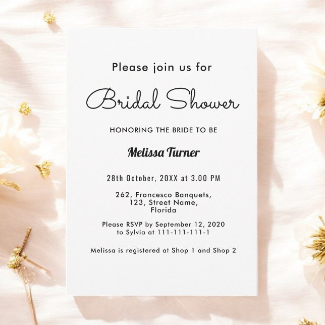 Black White Bridal Shower Simple Invitation (Creator Uploaded)