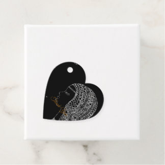 Black & White Bridal Shower Thank You Heart Shaped Favour Tags