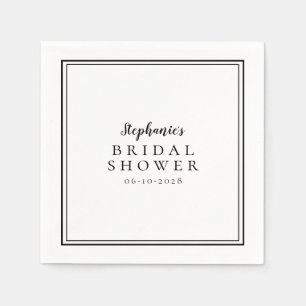 Black & White Bridal Shower Wedding Simple Modern  Napkin