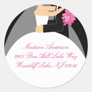 Black & White Bride & Groom Address Label Sticker