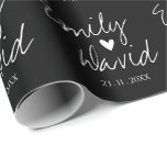 Black White Bride & Groom Names Wedding Wrapping Paper<br><div class="desc">Black White Bride & Groom Names Wedding Wrapping Paper . It can't get more personalised than this Elegant wrapping paper which has the names of the bride and groom alongwith the wedding date. cover all your gifts with this wrapping paper. Customise it by changing the names of the bride and...</div>