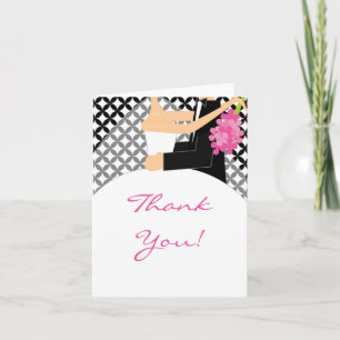 Black & White Bride & Groom Thank You Note Card