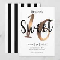 Black White Bronze Modern Sweet 16 Birthday Party