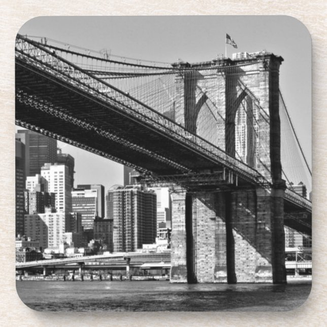 Black & White Brooklyn Bridge New York City Coaster (Front)