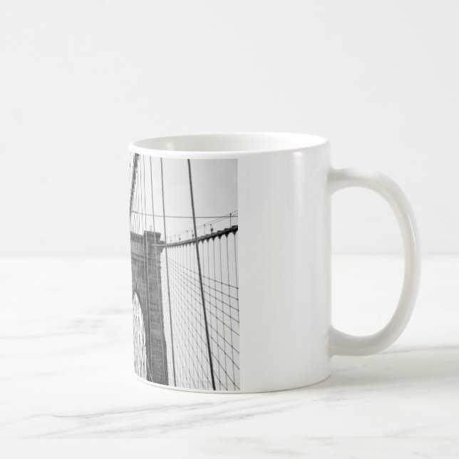 Black White Brooklyn Bridge New York Coffee Mug (Right)