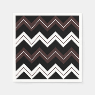 Black White Brown Chevron Stripe  Napkin